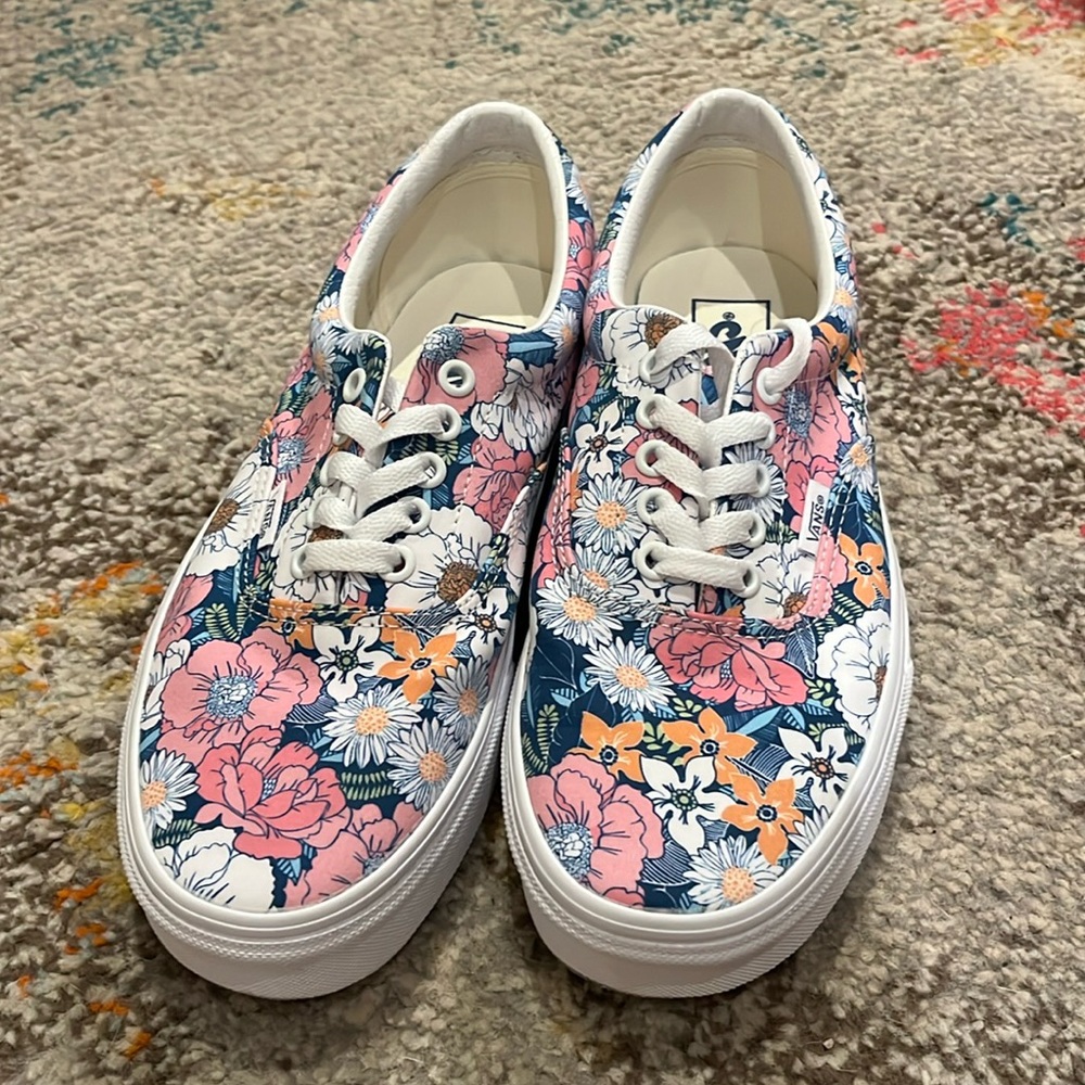 Vans Floral Sneakers - Pink, Blue, White